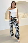 Black And White Abstract Printed Trousers
