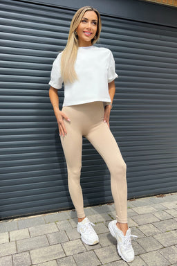 Stone High Rise Ribbed Active Leggings