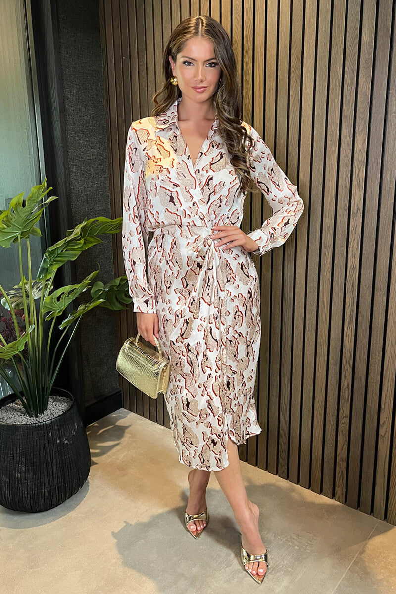 cream midi wrap dress Hardware Short Sleeve Scuba V-Neck, Irena Midi Dress in Cream, Size L, For Graduation