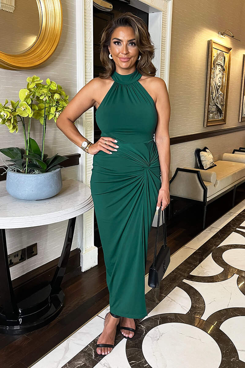 Teal Halter Neck Knot Skirt Midi Dress – AX Paris