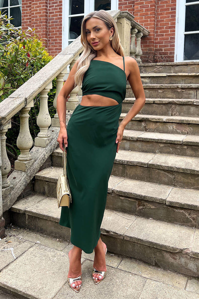 Teal Asymmetric Cut Out Midi Dress – AX Paris