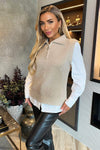 Oatmeal 1/4 Zip Knitted Vest