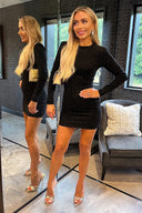 black diamante mini dress Raina Diamante Halter Mini Dress - Black