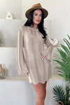 Biscuit Long Sleeve Crochet Mini Dress