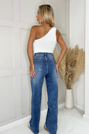 Blue High Waist Wide Leg Jeans