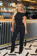 Black Diamante Loose Fit Straight Leg Jeans