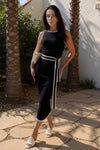 Black Ribbed Contrast Detail Knitted Dress
