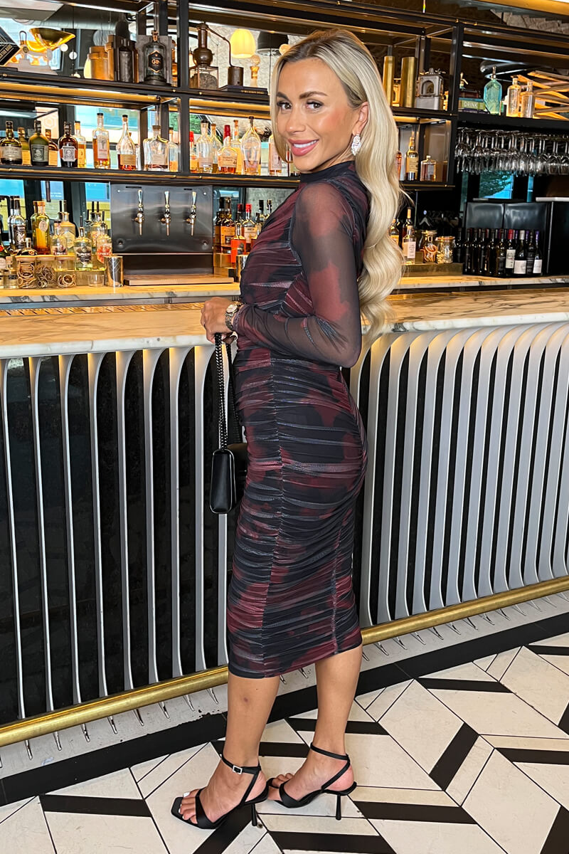 1752772493_Burgundy-And-Black-Smudge-Print-Long-Sleeve-Ruched-Bodycon-Mesh-Midi-Dress-4.jpg