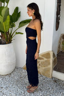 Navy Embroidered Overlay Bandeau Cut Out Midi Dress – AX Paris
