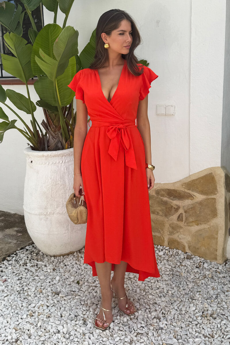 Burnt Orange Ax Paris Tie Waist Midi Dress Burnt Orange Flutter Sleeve Belted Wrap Midi Dress Burnt Orange Ax Paris Tie Waist Midi Dress Burnt Orange Flutter Sleeve Belted Wrap Midi Dress