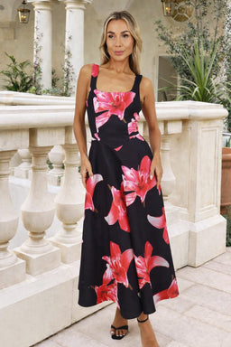 1774886125_Black-And-Cerise-Floral-Print-Square-Neck-A-line-Midi-Dress-3.jpg