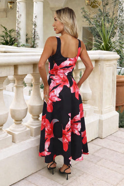 1774886144_Black-And-Cerise-Floral-Print-Square-Neck-A-line-Midi-Dress-5.jpg