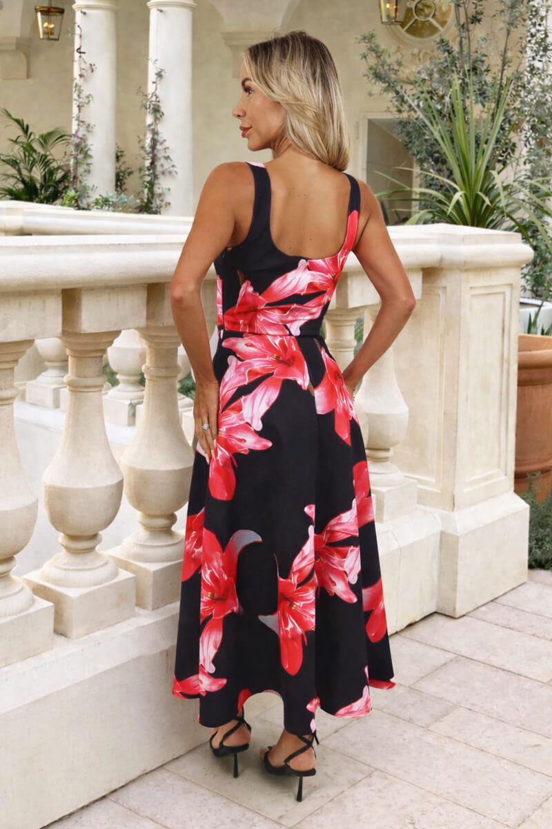 1774886144_Black-And-Cerise-Floral-Print-Square-Neck-A-line-Midi-Dress-5.jpg