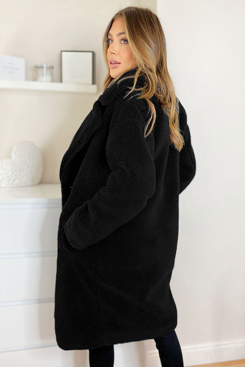 Black Faux Fur Teddy Coat AX Paris