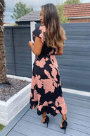 dark pink wrap midi dress in mixed print Ida Midi Wrap Dress (Hot Pink) XL