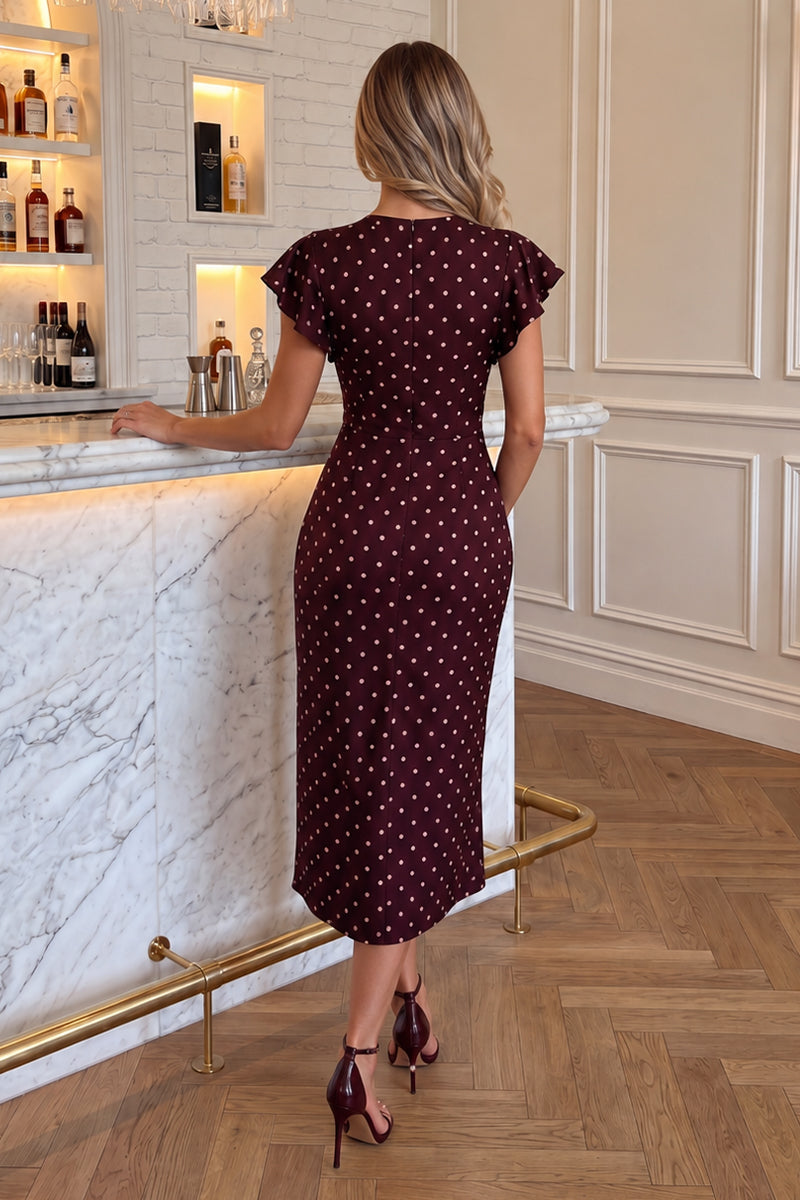 burgundy polka dot midi dress Sweet Spot Burgundy Polka Dot Maxi Dress