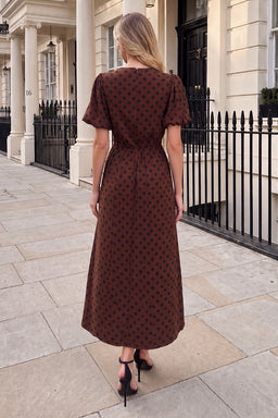 Chocolate-And-Black-Polka-Dot-Puff-Sleeve-Midi-Dress-4.jpg