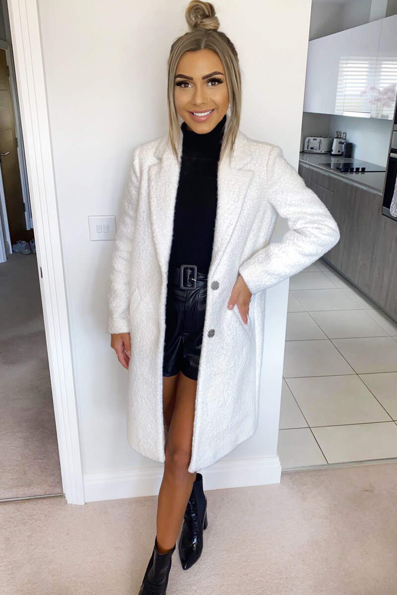 Cream Long Teddy Coat – AX Paris