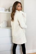 Cream Teddy Faux Fur Coat With Collar