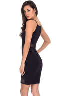 Navy Mesh Embroidered Bodycon Dress