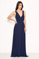 Navy Maxi Dress Pleated Maxi Dress With Lace Straps AX Paris