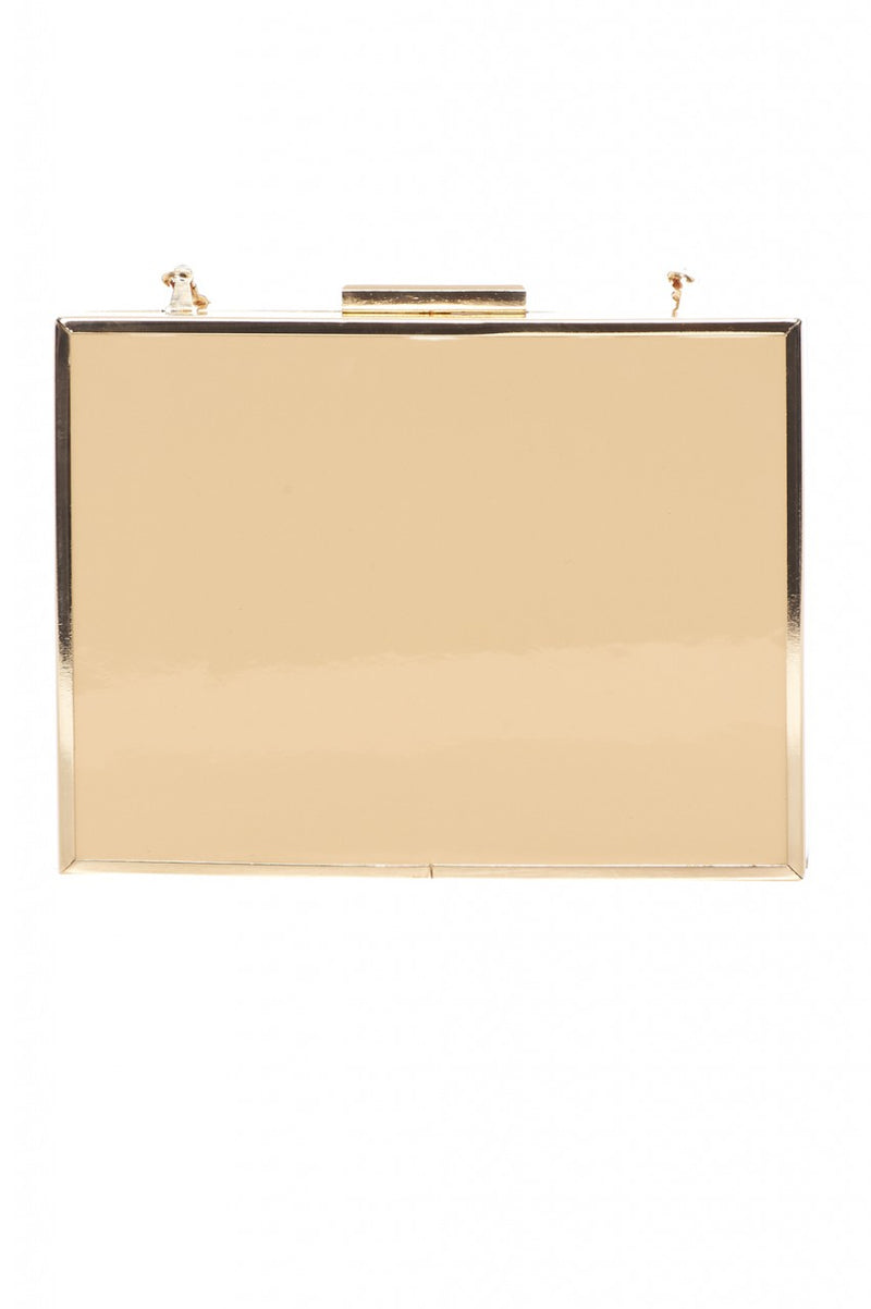 Patent  Gold Edged Box Clutch Bag