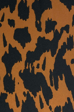 Camel Animal Print Square Neck Midi Dress