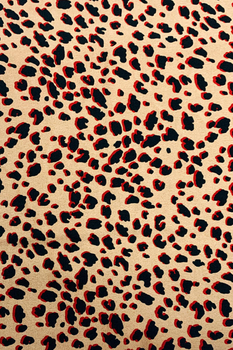 Red Animal Print Tie Side Wrap Over Midi Dress