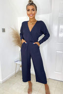 Navy Bat Wing Jumpsuit