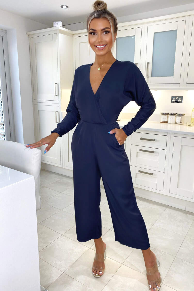 Navy Bat Wing Jumpsuit