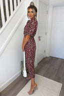 Plum Spot Printed Wrap Front Jumpsuit