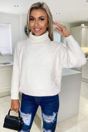 Cream Soft Knit Roll Neck Jumper