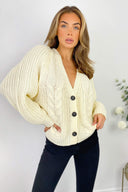 Cream Cable Knit Detail Cardigan