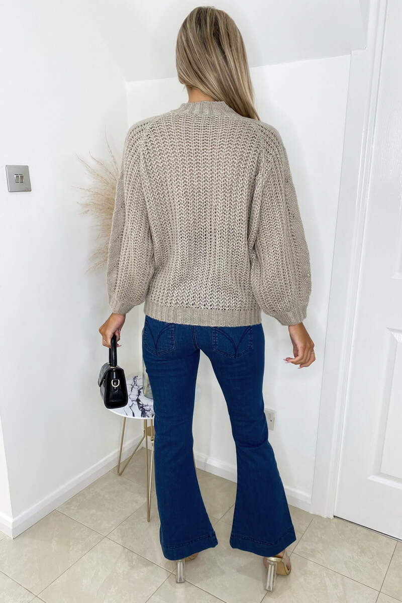 Stone Cable Raglan Sleeve Jumper