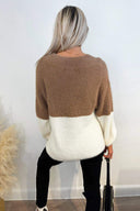 Nougat And Cream Fluffy V Neck Jumper