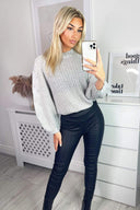 Grey Cable Raglan Sleeve Jumper