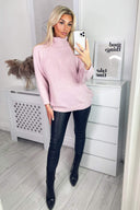 Pink Soft Knit Roll Neck Jumper