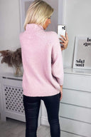 Pink Soft Knit Roll Neck Jumper