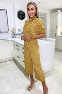 Mustard Polka Dot High Neck Culotte Jumpsuit