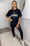 Black Los Angeles Slogan Oversized T-Shirt