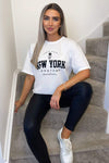 White New York Slogan Oversized T-Shirt