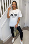 White New York Slogan Oversized T-Shirt