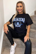 Black Pasadena Slogan Oversized T-Shirt