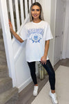 White Pasadena Slogan Oversized T-Shirt