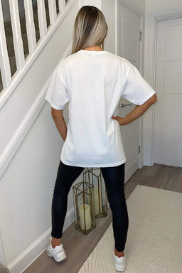 White Pasadena Slogan Oversized T-Shirt