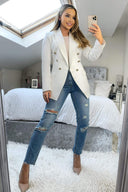 Cream Military Style Blazer