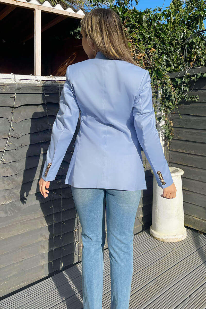 Ice Blue Military Style Blazer