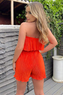 Orange Plisse Bardot Playsuit