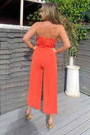 Orange Cropped Jumpsuit With Chain Straps