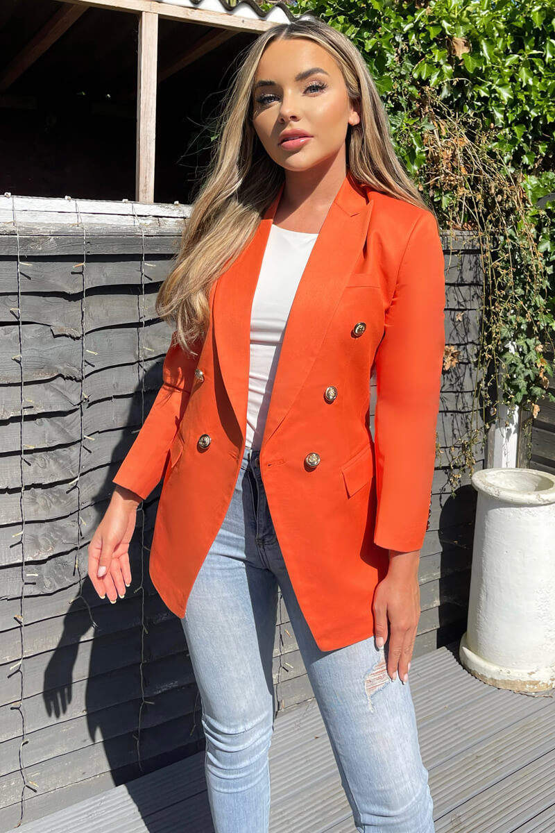 Ax Paris Red Womens Blazer Orange Military Style Blazer – AX Paris